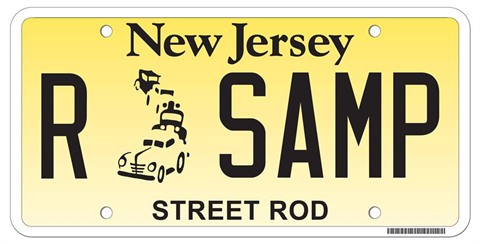 New Jersey street rod license plate for modified antique vehicles